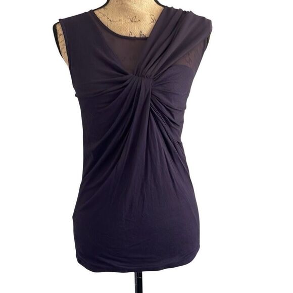 EUC! Unique Ann Taylor Deep Purple Sleeveless Twist Front Blouse - S - Picture 2 of 11
